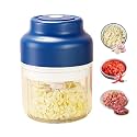 Electric Mini Garlic Chopper Set, 2026 New Small Garlic Chopper Mincer, Electric Food Chopper Tool, USB Rechargeable, Wireless Veggie Grinder, for Mashing Onion, Garlic, Chili, Ginger (Blue, 320ml)
