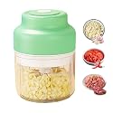 Electric Mini Garlic Chopper Set, 2026 New Small Garlic Chopper Mincer, Electric Food Chopper Tool, USB Rechargeable, Wireless Veggie Grinder, for Mashing Onion, Garlic, Chili, Ginger (Green, 320ml)