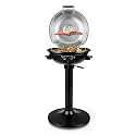 Electric Outdoor Grill Techwood 15-Serving Indoor/Outdoor Electric Grill for Indoor & Outdoor Use, Double Layer Design, Portable Removable Stand Grill, 1600W, Silver