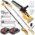 Electric 21V Cordless 2-in-1 Mini Chainsaw Combo, 8″& 6″ Guide Bar Chains, Battery Powered Tree Trimmer, Protective Handle, Auto-Oil System, Includes Case & Safety Kit