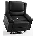 Takywep Electric Power Lift Recliner Chair with Heat and Massage, PU Leather Lift Chair for Seniors and Mobility Support, Adjustable Backrest and Footrest, Heavy Duty Reclining Chair up to 400 lbs
