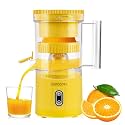 Electric Rechargeable Citrus Juicer - Automatic Squeezer with Touch Button, USB Cable and Cleaning Brush | Portable for Orange, Lemon, Grapefruit | Easy to Clean, Yellow