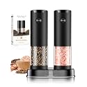 Electric Salt and Pepper Grinder Set Automatic Battery Pepper Mill Shakers Adjustable Coarseness Upgraded Larger Capacity with Led Home and Kitchen Appliances White Elephant Gifts for Women Men