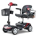 Electric Mobility Scooter for Adults 4-Wheel Powered Mobility Scooters for Seniors - 300 lbs Max Weight, Electric Powered Wheelchair Device - Compact for Travel, Elderly (with Head Light-Red)