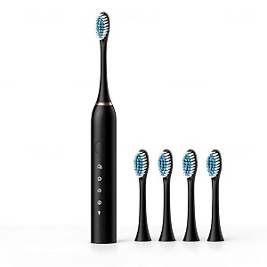 electric smart sonic toothbrush x-3 usb fast rechargeable with 4 soft brush heads amp 6 advance modes ipx7 waterproof with smart timmer 5x plaque reduction
