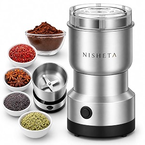 electric spice grinder amp coffee grinder  stainless steel dry fruit spice coffee amp seed grinder with grinding cup