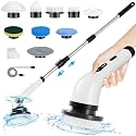 Electric Spin Scrubber Cordless, Powerful Motor, 9 Replaceable Brush Heads, Long Handle, 2 Speeds, Whiteblack, Cleaning Brush for Bathroom, Bathtub, Tile, Floor, Car