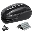 Electric Stapler,Including 2000 Staples and 1 Staple Remover, Suitable for Palm Size and high Comfort，25 Sheet Capacity, AC Adapter or Battery Powered，Battery not Included，(Black)…