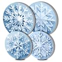 Electric Stove Burner Covers,Set of 4 Round Stove Burner Covers,8 &10 Inch,Gas Stove Burner Covers,Metal Stove Burner Cover,Modern Cooktop Decorative-White Christmas Snowflakes Theme