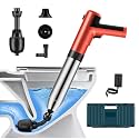 Electric Toilet Plunger ，Drain Clog Remover Tools,High Pressure Air Toilet Plungers Heavy Duty Plunger For Toilet,Bathroom,Floor Drain,Sewer,Pipe，built-in battery, RED