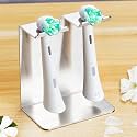 Electric Toothbrush Head Holder, Tooth Brushing Holder, Wall Mounted Toothbrush Holders Shower Bathroom, Self Adhesive or Desktop Tooth Brush Holder Organiser (Silver, Small) (Pack of 2)