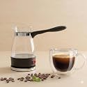 Electric Turkish Coffee Maker Pot 500ML, Borosilicate Glass Coffee Warmer with Heat Resistant Handle, Fast Heating Milk Warmer & Tea Boiler for Home Office Travel Electric Kettle (Glass)