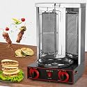 Electric Vertical Broiler Gyro Rotisserie Oven Doner Kebab Machine With 2 Burners, Smokeless 360 ° Automatic Rotating Lamb Skewers Grill, For Meat, Chicken(Silver)