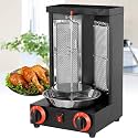 Electric Vertical Broiler Gyro Rotisserie Oven Doner Kebab Machine With 2 Burners, Smokeless 360 ° Automatic Rotating Lamb Skewers Grill, For Meat, Chicken(Black)