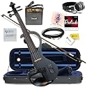 Electric Violin Bunnel Edge Outfit 4/4 Full Size (Clear) (BLACK) — With Carrying Case and Accessories - Mini Amp - Headphone Jack - Piezo Ceramic Pick-Up - from Kennedy Violins