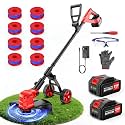 21V Electric Weed Wacker with 2 X 3.0Ah Battery and Charger, String Trimmer Weed Eater with 14" Cutting Width, Lawn Edger for Lawn, Garden, Yard(8Pcs Spool Line)