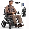 Electric Wheelchairs for Adults Foldable 36LBS Lightweight Frame, Airline Approval, 15 Miles Travel Range&amp; 500W Brushless Motors Power Motorized for Seniors&amp;Max Supports 350 LBS&amp;LED Light-Black Color