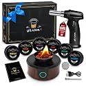 Electric Whiskey Smoker Kit with Torch, Unique Home Bar Gift for Whiskey Lover, 6 Wood Chips – Infuse Rich Smoky Flavors in Bourbon Old Fashioned & Cocktails, Birthday Gifts for Him, Dad(No Butane)