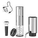Electric Wine Opener Set with Wine Aerator &amp; Dispenser, Rechargeable Wine Decanter, Foil Cutter &amp; Vacuum Wine Stopper Saver, Stainless Steel Wine Gift Set for Wine Lovers