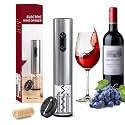 Electric Wine Aerator and Opener Set with Foil Cutter, Vacuum Stopper (Silver)
