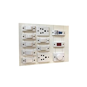 electric wooden switch board 7 switches2 sockets1 dp1 regulator1 indicator
