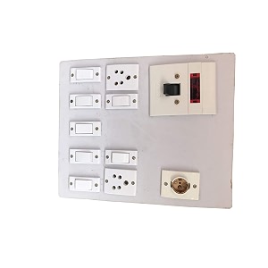electric wooden switch board 7 switches2 sockets1 bulb holder amp 1 dp