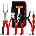 5PCS Electrical Disconnect Pliers &amp; Fuel Line Disconnect Tool Set, Hose Removal Plier, 30 Degree Push Pin Pliers, Electrical Terminal Connector Separator Removal Tool Electrical Disconnect Tool