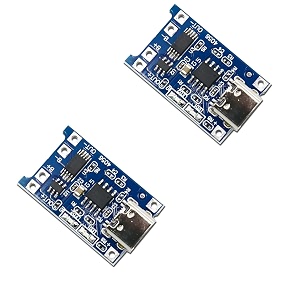electro 2 pcs tp4056 c-type 18650 lithium-ion battery charging module with inbuilt bms and indicator