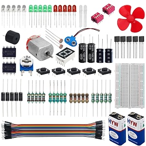 electrobot starter kit 70 items 20 diy projects with electronics components breadboard leds resistors switches etc