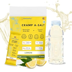 cramp a-salt electrolyte powder mix  sodium potassium magnesium coconut water powder  zero sugar endurance electrolytes hydration 15 sticks - lemon
