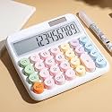 Electronic Calculator,12 Digits Large LCD Display Small Desktop Calculator,Pink Basic Calculators with Big Buttons, Easy to Press Mechanical Switch Calculator (White Desktop Calculator)