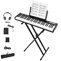 Garvee Electronic Keyboards Piano 61 Key, Portable Keyboards Piano with Headphone, X-Stand, Bag, Holder for Beginners