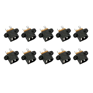 electronic spices 10pcs 55mm x 20mm dc power jack socket 3 pin female panel mount connector