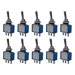 electronic spices 10pcs spdt mini toggle switch 3-pin 2 position onon miniature toggle switch 6a 125v ac