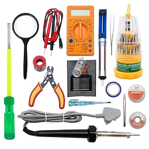 electronic spices 15 in 1 combo of 60 watt soldering iron starter kit for project work