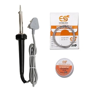 electronic spices 3 in 1 combo of 60 watt soldering iron soldering flux and soldering wire