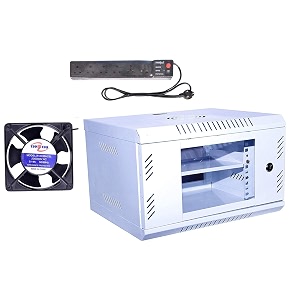4u mini combo server rack wall mounted rack with lock keys 1 cooling fan 1 tray 6 power socket and cable amp adjustable shelf