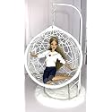 Eledoll 1:6 Dollhouse Furniture Boss Lady White Hanging Swing Bubble Chair with Rug
