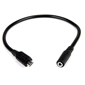 elefa e1003 35mm female 3 pole aux audio jack to micro usb b 5 pin male adapter cable 1ft