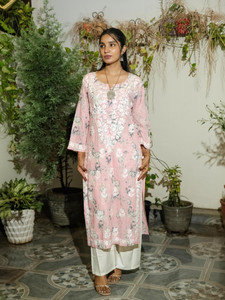 Elegance Hub Women Floral Print Embroidered Straight