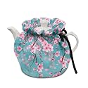 Elegance Plum Blossom Insulated Cotton Warmer Tea Cozies Kettle Cover Breakfast Tea Pot Cover Kitchen Tea Pot Dust Cover with Elastic Band for Housewife Tea Lover Gifts