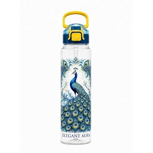 Elegant Aura Peacock Printed Water Bottle 1