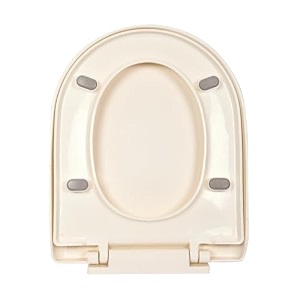 elegant casa a-11 toilet seat cover d shape commode cover easy installation stable hinges prevent shifting soft-closing colour ivory off-white sleek design size 43x35 hole distance 13-18 cm