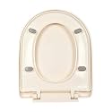 Elegant Casa A-11 Toilet Seat Cover D Shape Commode Cover Easy Installation Stable Hinges Prevent Shifting Soft-Closing Colour Ivory Off-White Sleek Design Size 43x35 Hole Distance 13-18 Cm