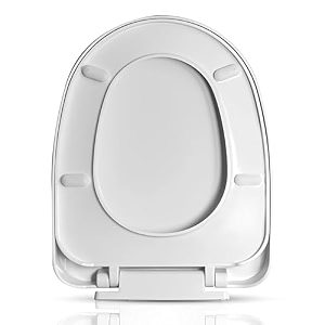 elegant casa sleek d shape toilet seat cover white glossy commode cover easy installation stable hinges soft-closing design size 42x34 cm fixing hole distance 13-18 cm a-2-1 set