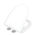 ELEGANT CASA Toilet Seat Cover Elongated Commode Cover White Easy Installation Stable Hinges Prevent Shifting Soft-Closing Sleek Design Size 46x36 Hole Distance 13-18 Cm, A-24-1 Set