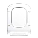 ELEGANT CASA Toilet Seat Cover Rectangular PP Commode Cover Easy Installation Stable Hinges Prevent Shifting Soft-Closing Colour White Sleek Design A-10 Size 44x34.5 Hole Distance 13-18 Cm