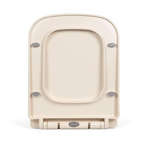 elegant casa a-11 toilet seat cover d shape commode cover easy installation stable hinges prevent shifting soft-closing colour ivory off-white sleek design size 43x35 hole distance 13-18 cm
