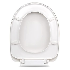 elegant casa soft-closing toilet seat cover polypropylene oval shape white 42 x 34 cm adjustable hinges 14-18 cm hole distance model a-16