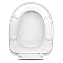 ELEGANT CASA Soft-Closing Toilet Seat Cover Polypropylene Oval Shape White 42 x 34 cm Adjustable Hinges 14-18 cm Hole Distance Model A-16